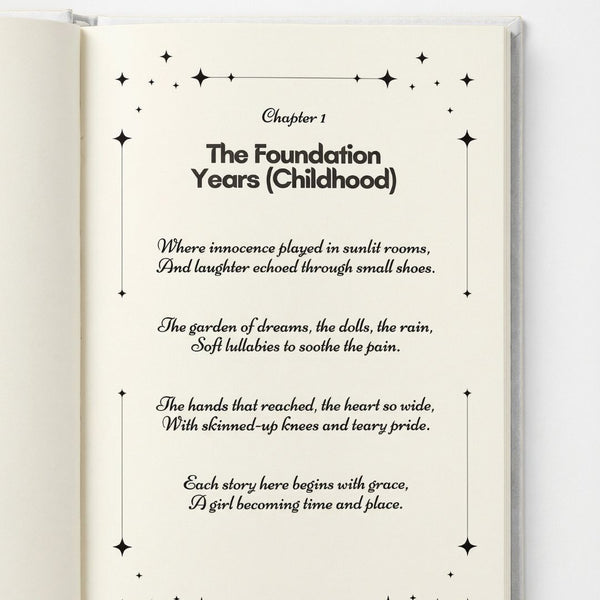 Beautifully crafted poetry opens every chapter, designed to honor the different seasons of their life.